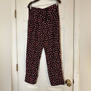 Monki polyester black pants with hearts.